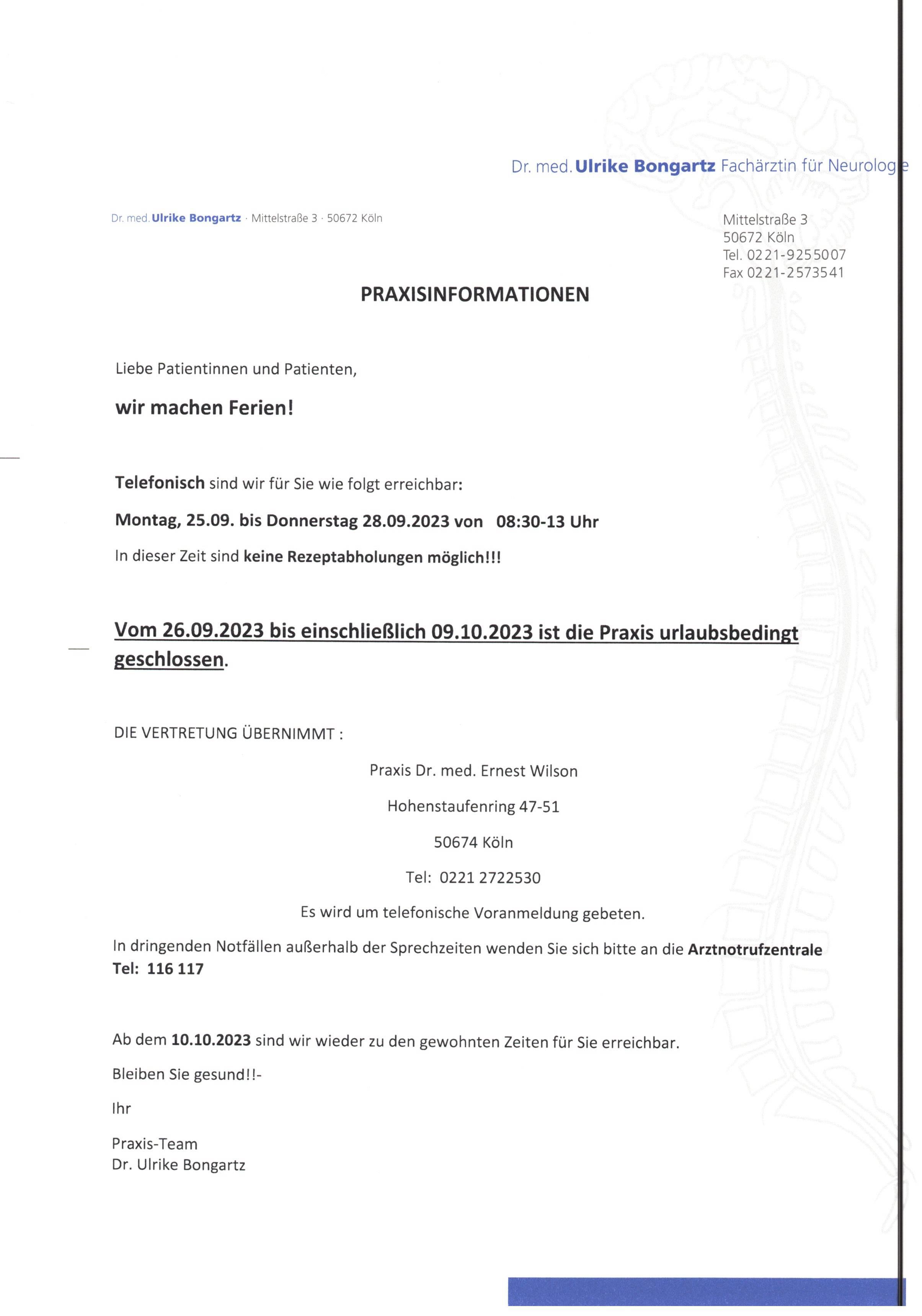 Info Urlaub